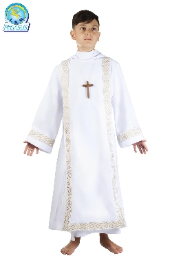 TUNICA CON CAPPUCCIO E SCAPOLARE PRIMA COMUNIONE